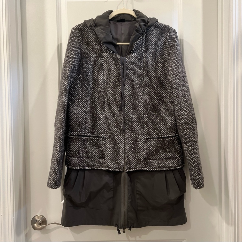 Women's Gray Tweed Jacket with Hood